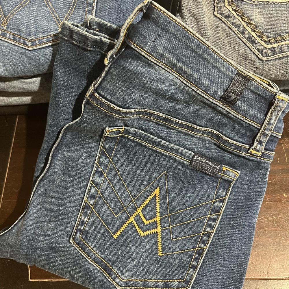 7 For All Mankind Blue Boot Cut Jeans